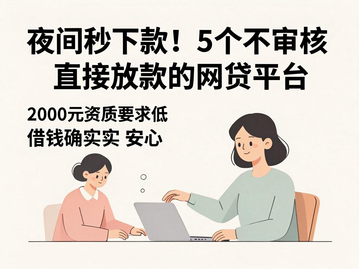 夜间秒下款！5个不审核直接放款的网贷平台，2000元资质要求低，借钱确实安心