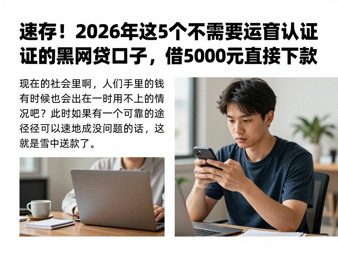 速存!2026年这5个不需要运营商认证的黑网贷口子,借5000元直接下款