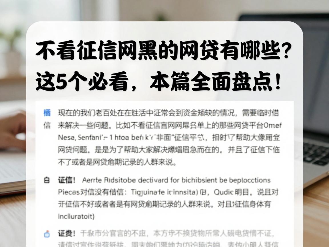 不看征信网黑的网贷有哪些?这5个必看,本篇全面盘点!