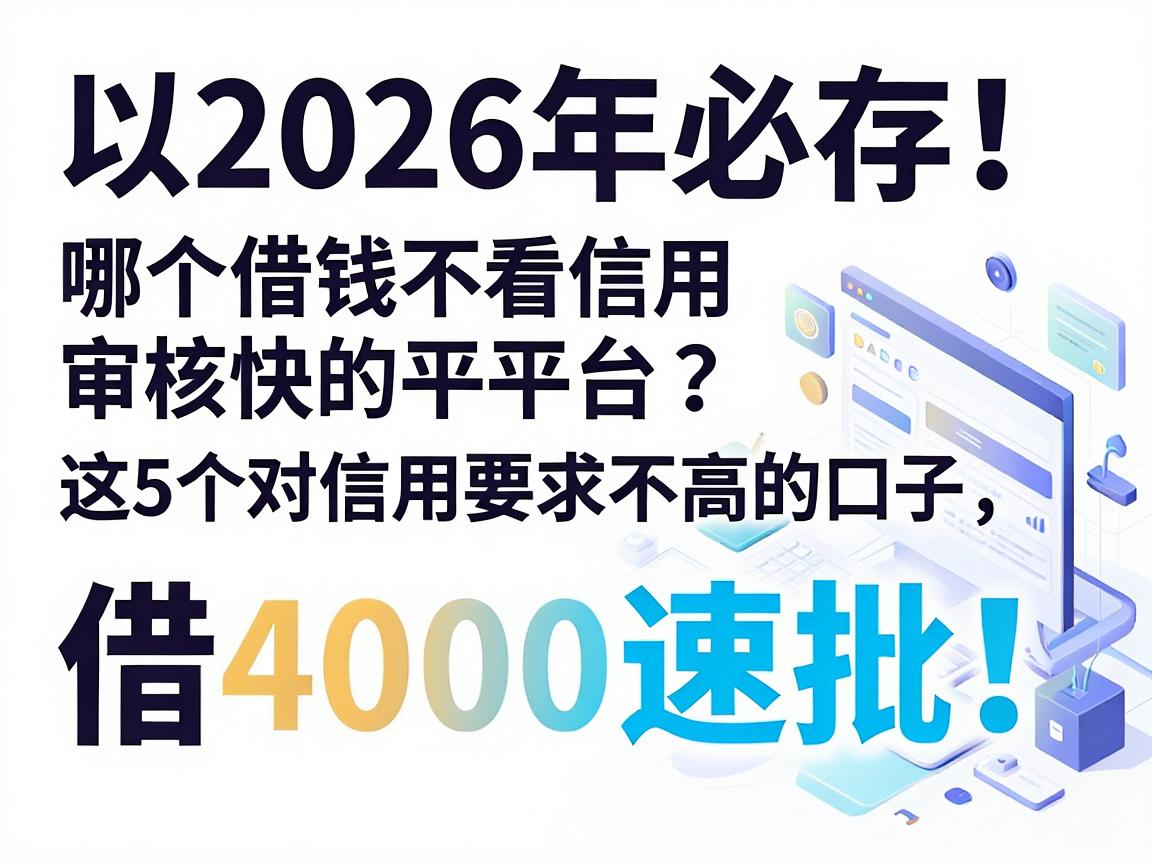2026年必存!哪个借钱不看信用审核快的平台?这5个对信用要求不高的口子,借4000速批!