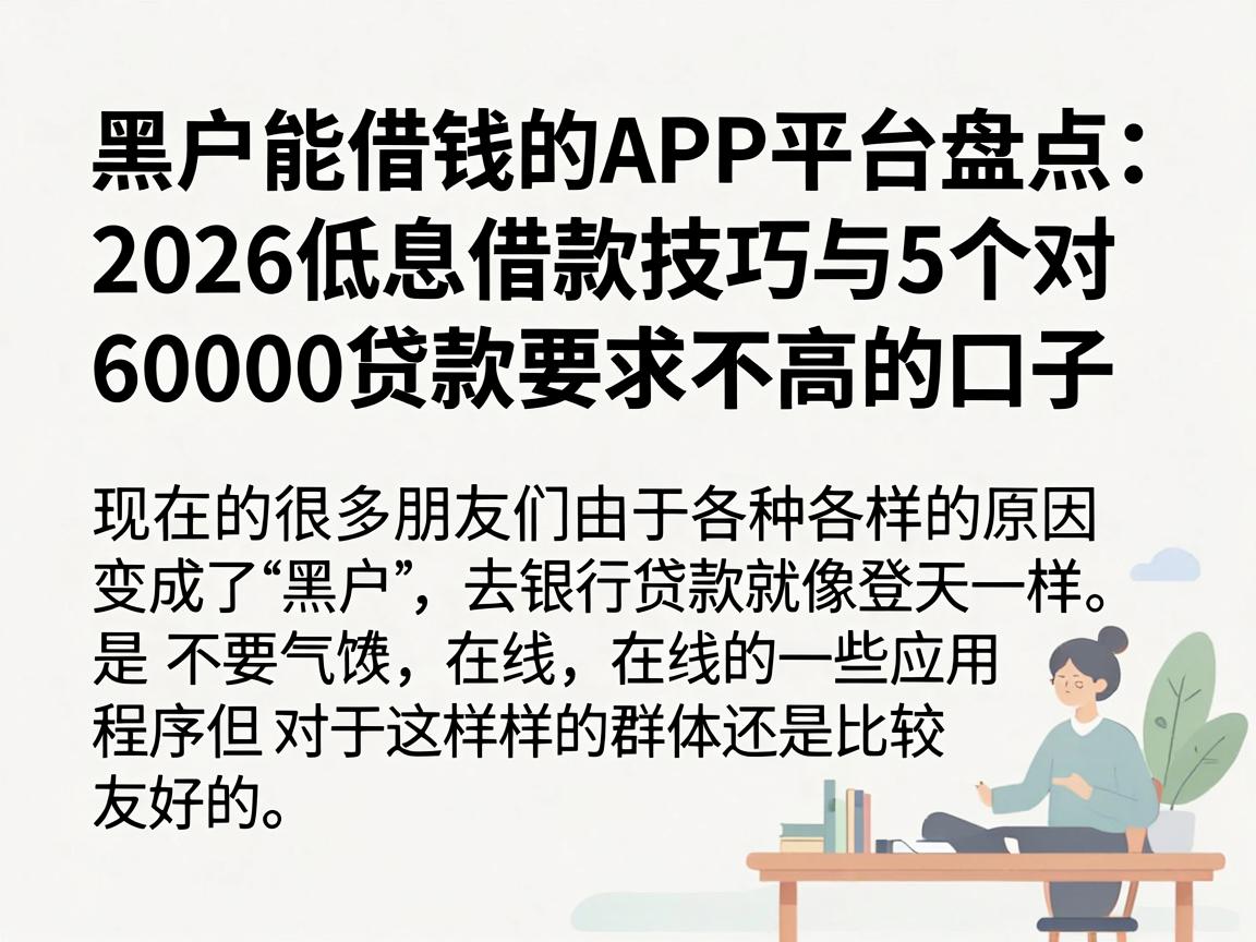 黑户能借钱的APP平台盘点:2026低息借款技巧与5个对6000贷款要求不高的口子