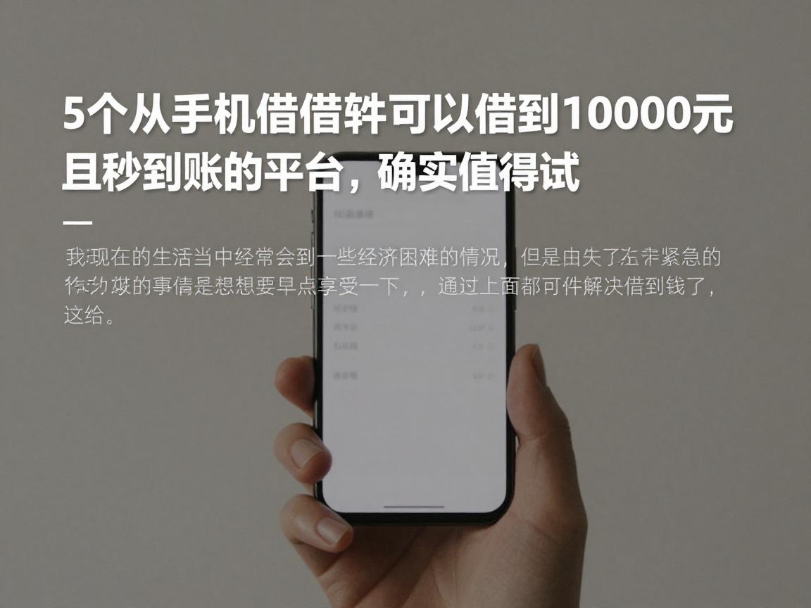 5个从手机借钱软件可以借到10000元且秒到账的平台,确实值得一试