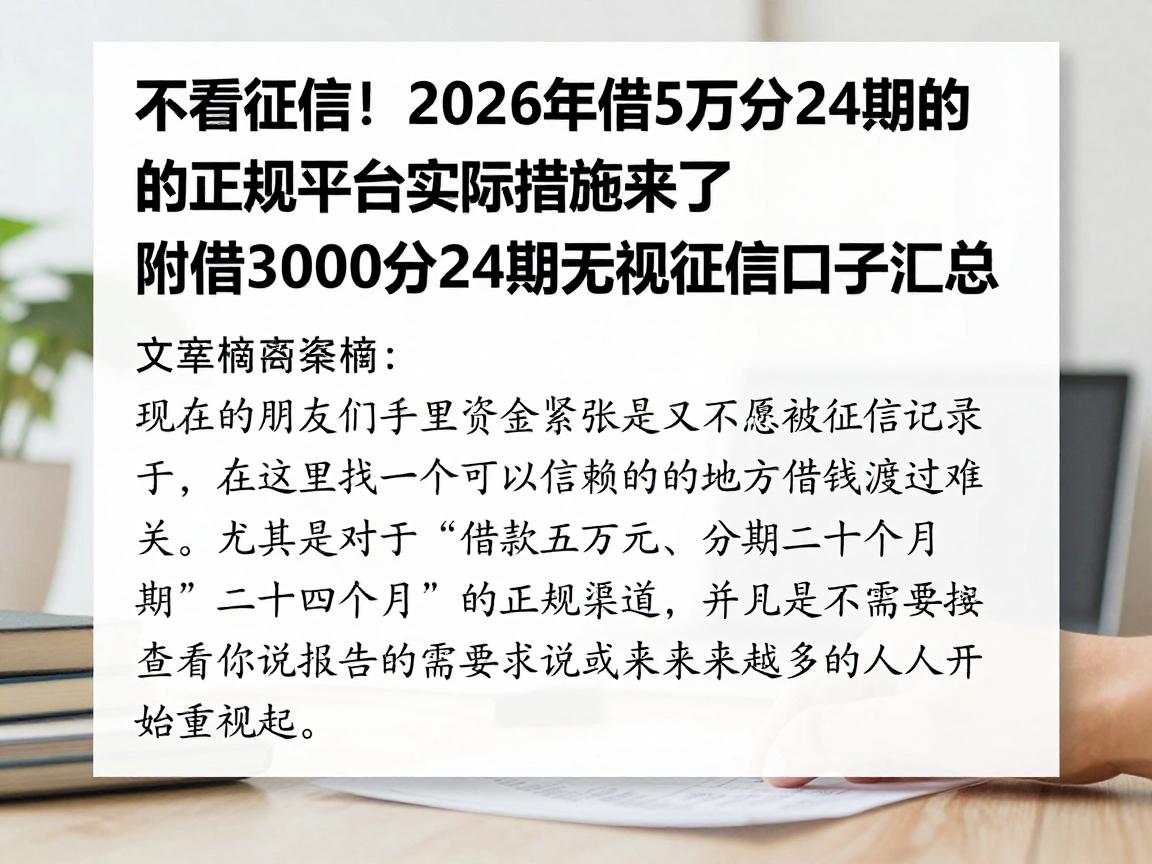 不看征信!2026年借5万分24期的正规平台实际措施来了,附借3000分24期无视征信口子汇总