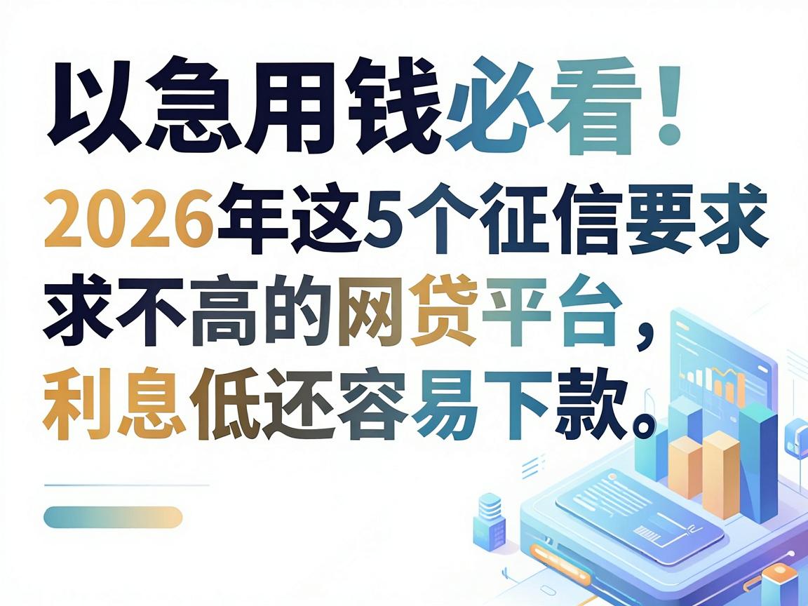 急用钱必看!2026年这5个征信要求不高的网贷平台,利息低还容易下款