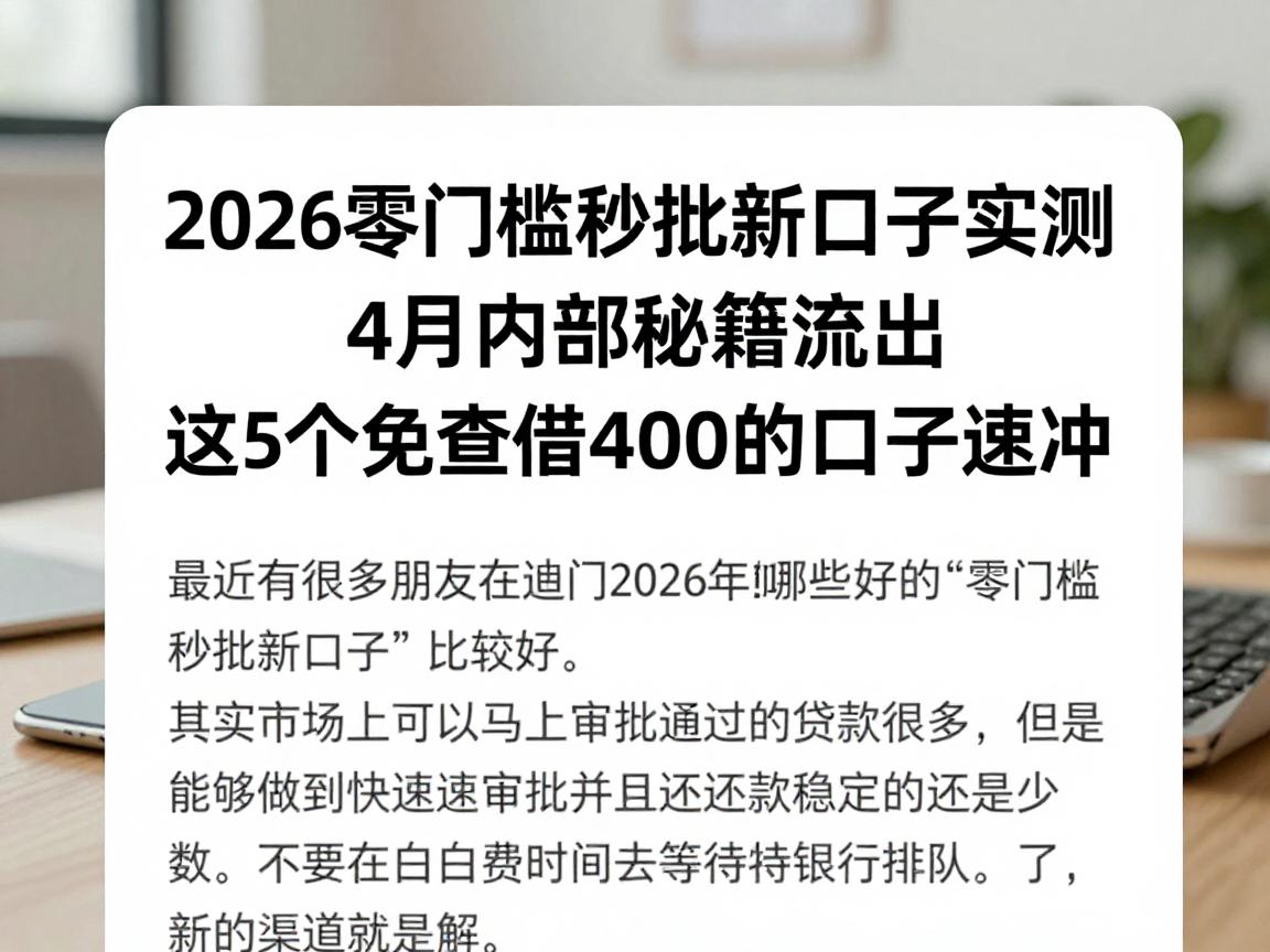 2026零门槛秒批新口子实测!4月内部秘籍流出,这5个免查借4000的口子速冲