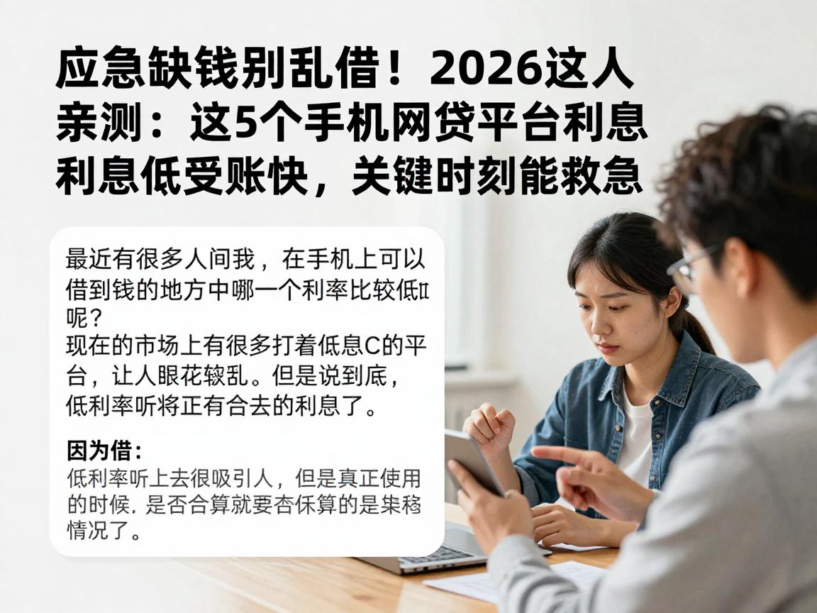 应急缺钱别乱借!2026过来人亲测:这5个手机网贷平台利息低到账快,关键时刻能救急