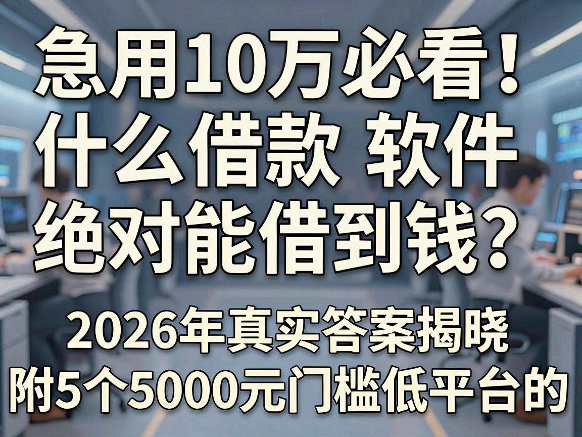 急用10万必看!什么借款软件绝对能借到钱?2026年真实答案揭晓,附5个5000元门槛低的平台
