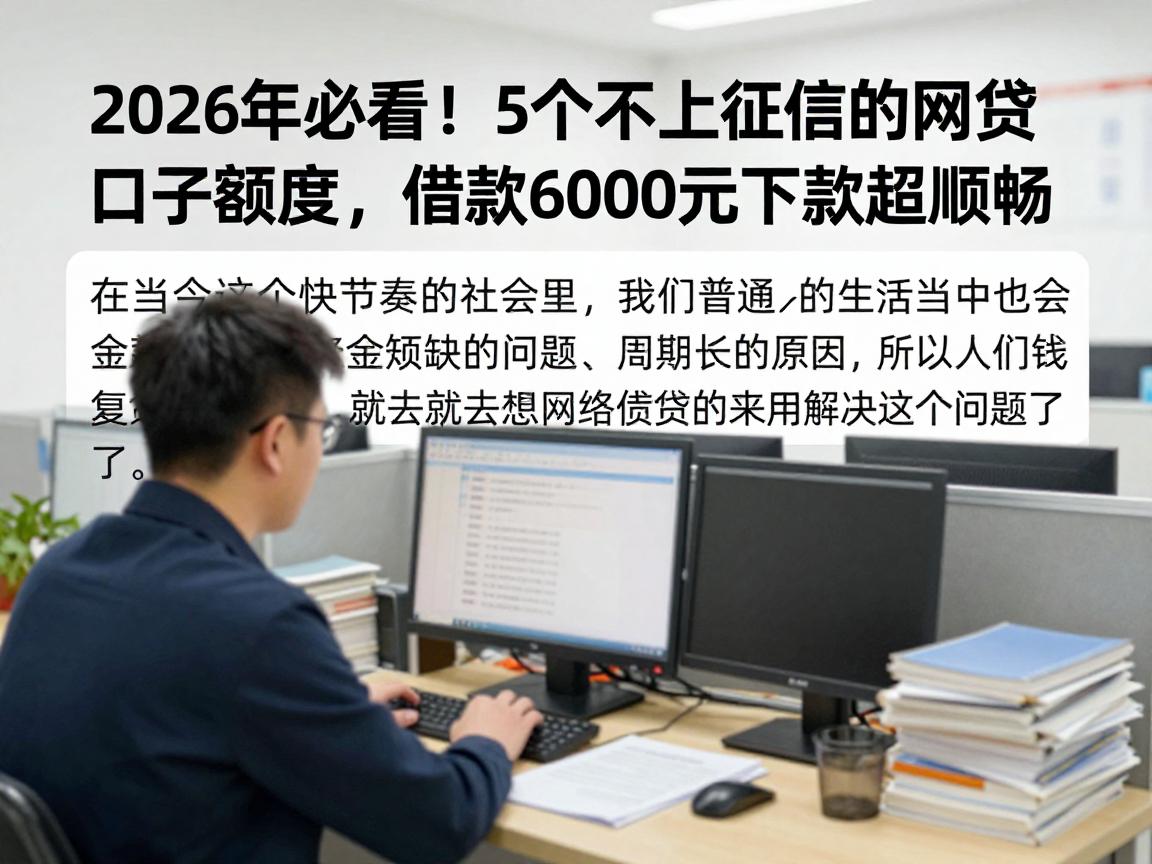 2026年必看!5个不上征信的网贷口子额度,借款6000元下款超顺畅
