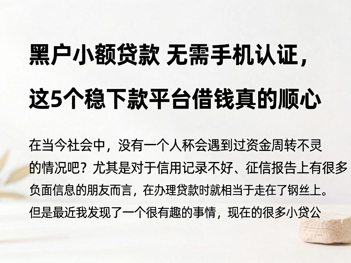 黑户小额贷款无需手机认证,这5个稳下款平台借钱真的顺心