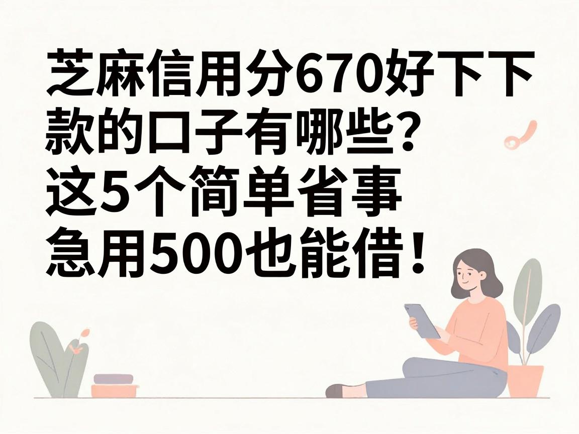 芝麻信用分670好下款的口子有哪些?这5个简单省事,急用500也能借!