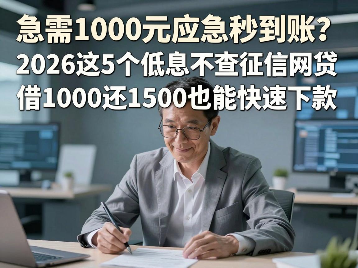 急需1000元应急秒到账?2026这5个低息不查征信网贷,借1000还1500也能快速下款!
