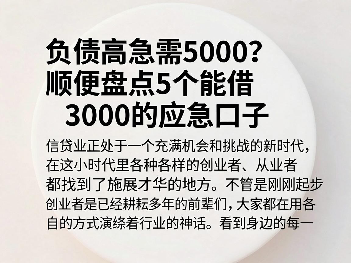负债高急需5000？顺便盘点5个能借3000的应急口子