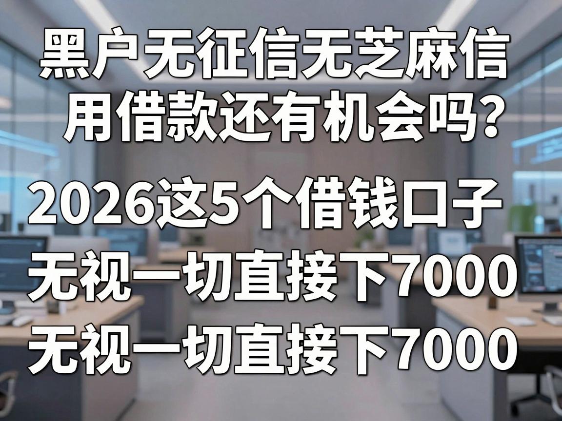 黑户无征信无芝麻信用借款还有机会吗?2026这5个借钱口子无视一切直接下7000