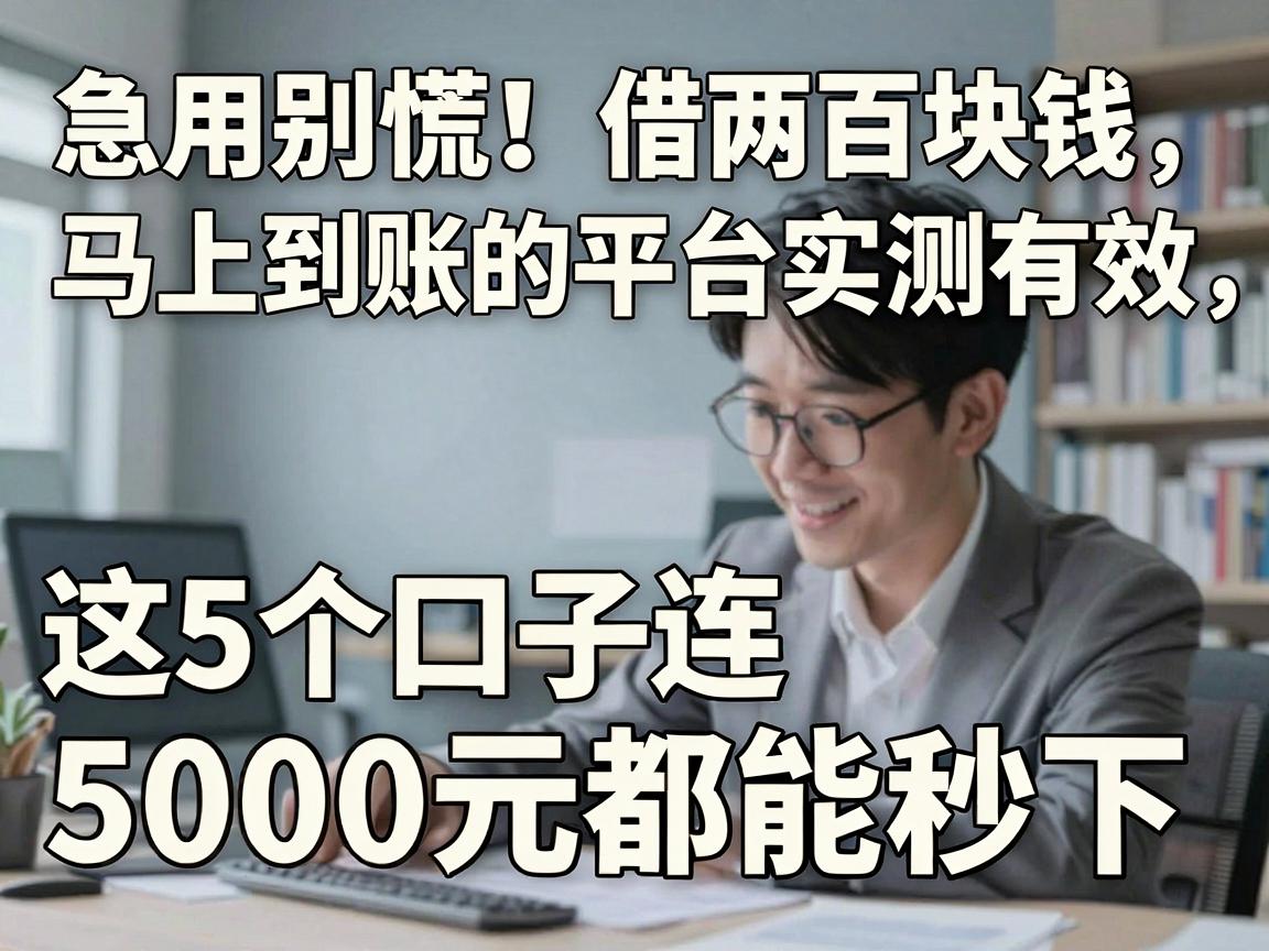 急用别慌!借两百块钱马上到账的平台实测有效,这5个口子连5000元都能秒下