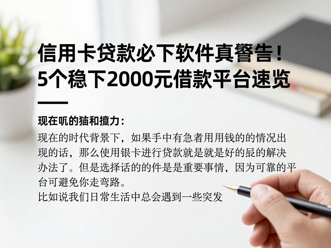 信用卡贷款必下软件真香警告!5个稳下2000元借款平台速览