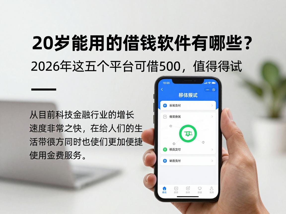 20岁能用的借钱软件有哪些?2026年这五个平台可借500,值得一试