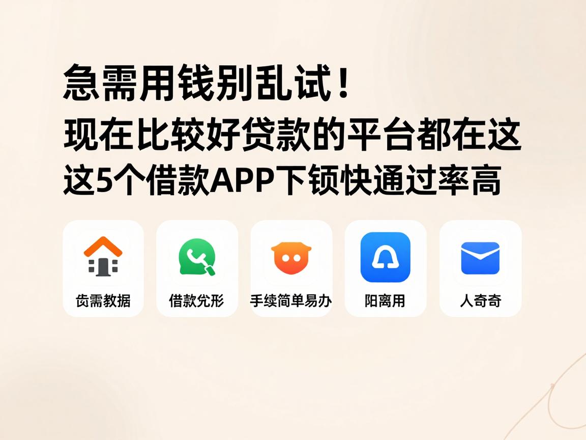 急需用钱别乱试！现在比较好贷款的平台都在这，这5个借款APP下款快通过率高