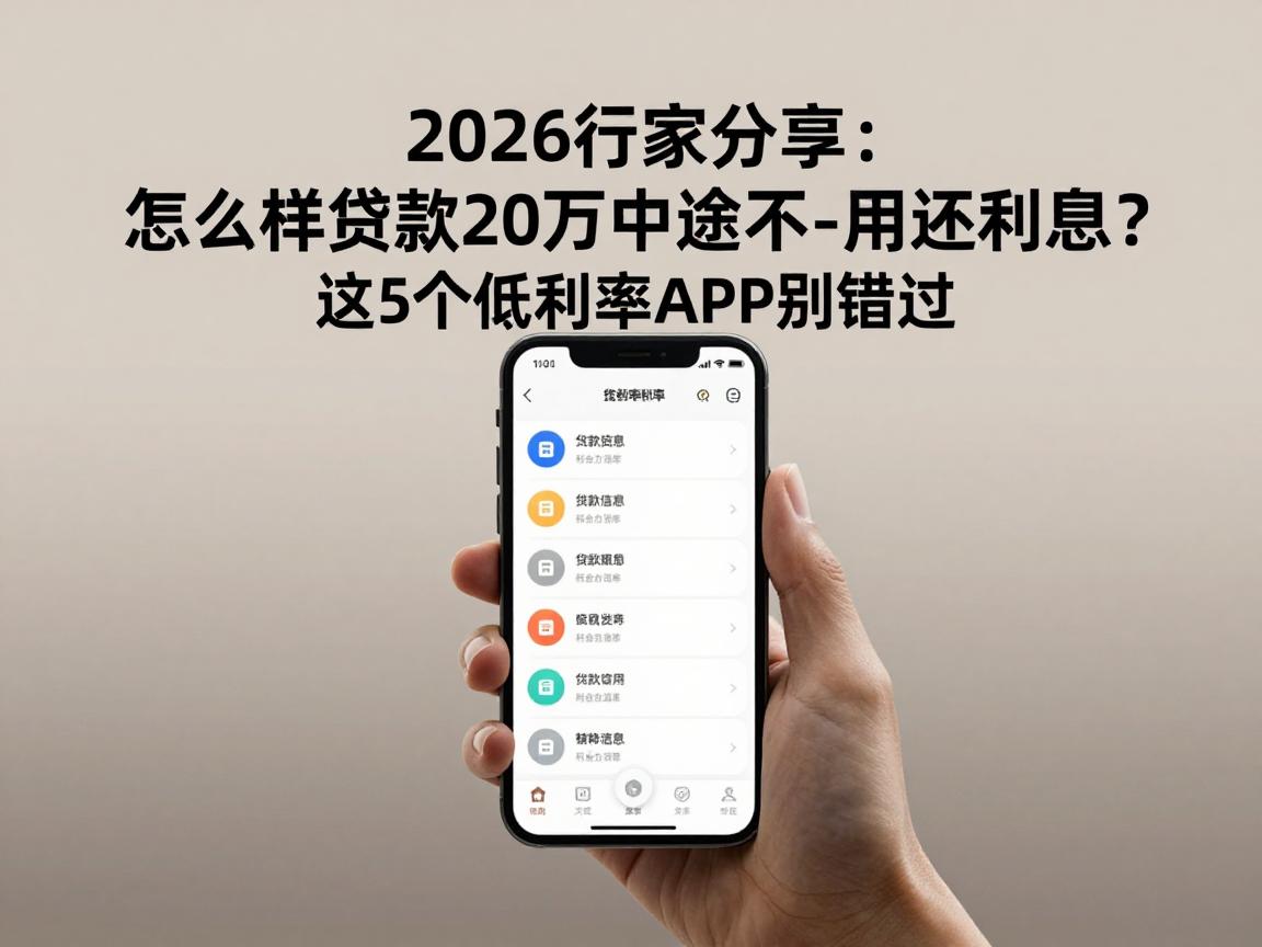 2026行家分享：怎么样贷款20万中途不用还利息？这5个低利率APP别错过