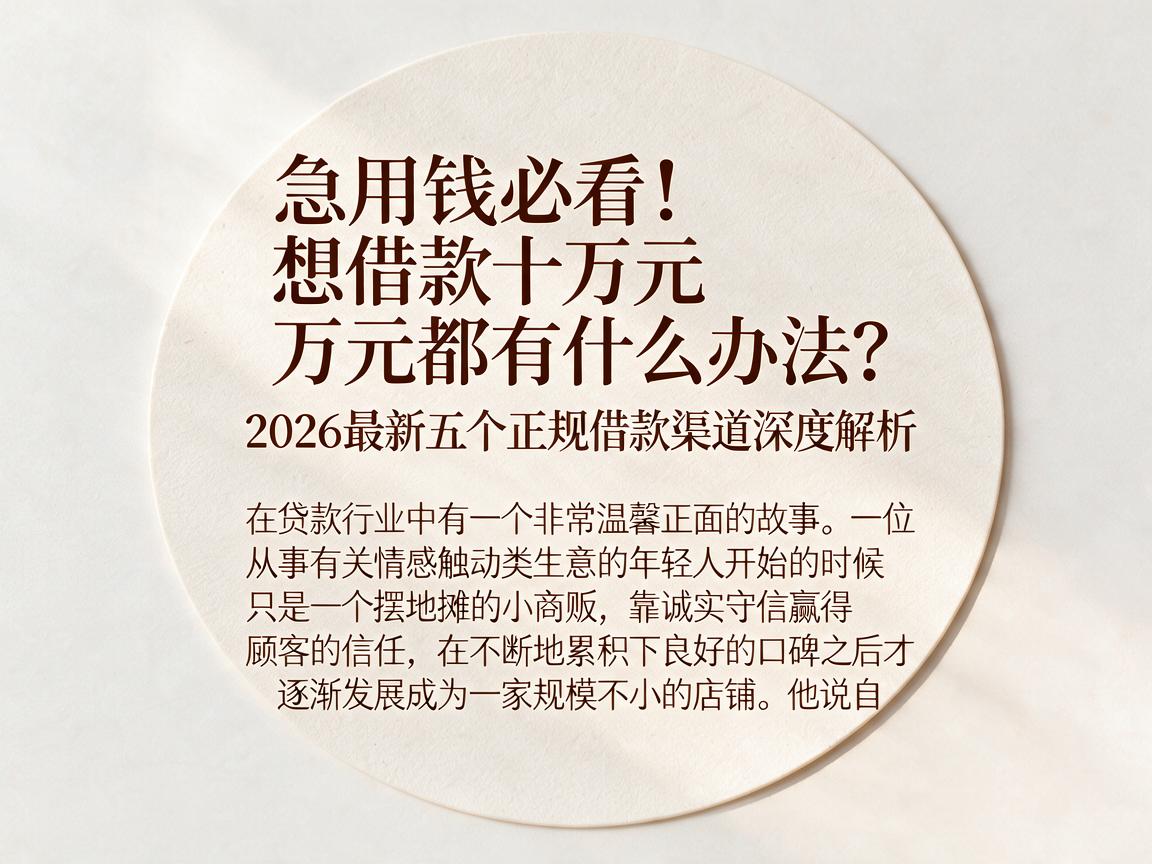急用钱必看！想借款十万元都有什么办法？2026最新五个正规借款渠道深度解析