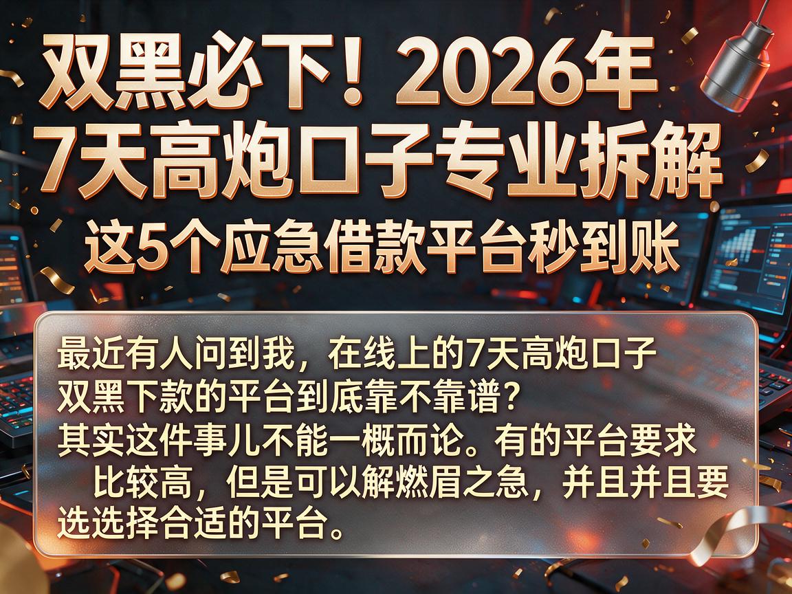 双黑必下!2026年7天高炮口子专业拆解,这5个应急借款平台秒到账