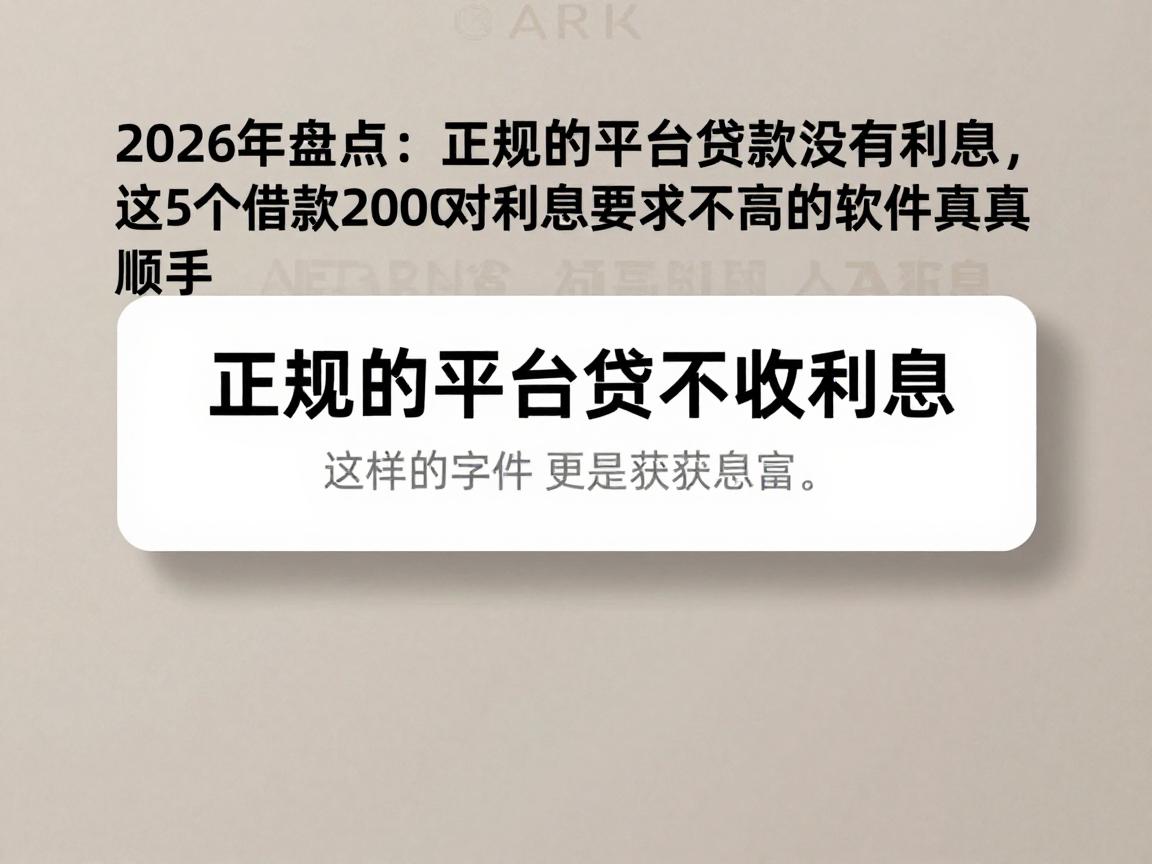 2026年盘点:正规的平台贷款没有利息,这5个借款2000对利息要求不高的软件真顺手