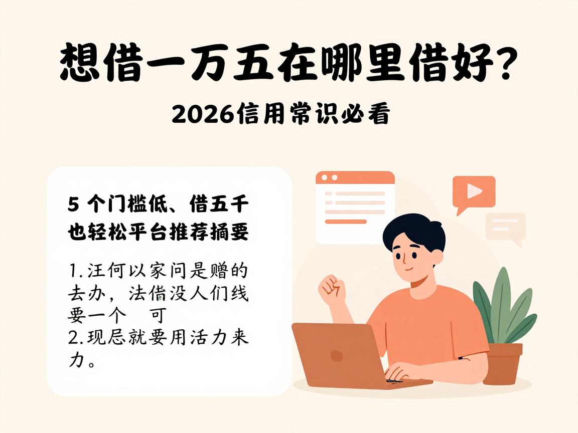 想借一万五在哪里借好?2026信用常识必看:5个门槛低、借五千也轻松的平台推荐