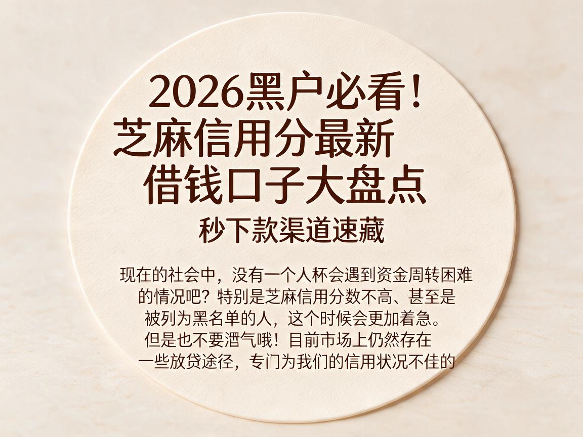2026黑户必看！芝麻信用分最新借钱口子大盘点，秒下款渠道速藏