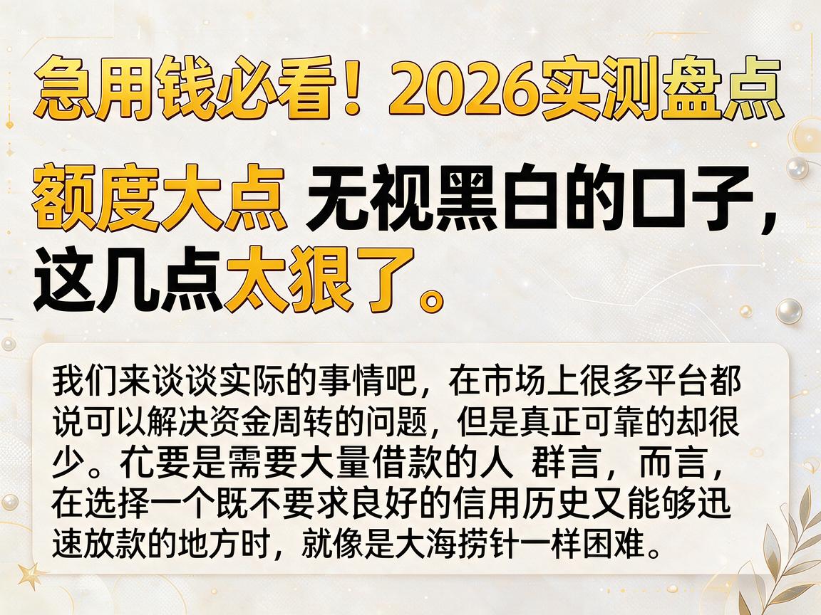 急用钱必看!2026实测盘点:额度大点无视黑白的口子,这几点太狠了