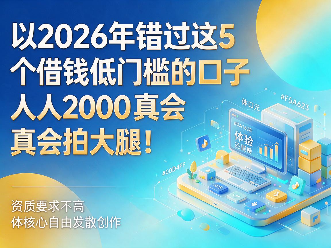 2026年错过这5个借钱低门槛的口子人人2000真会拍大腿！资质要求不高体验还顺畅