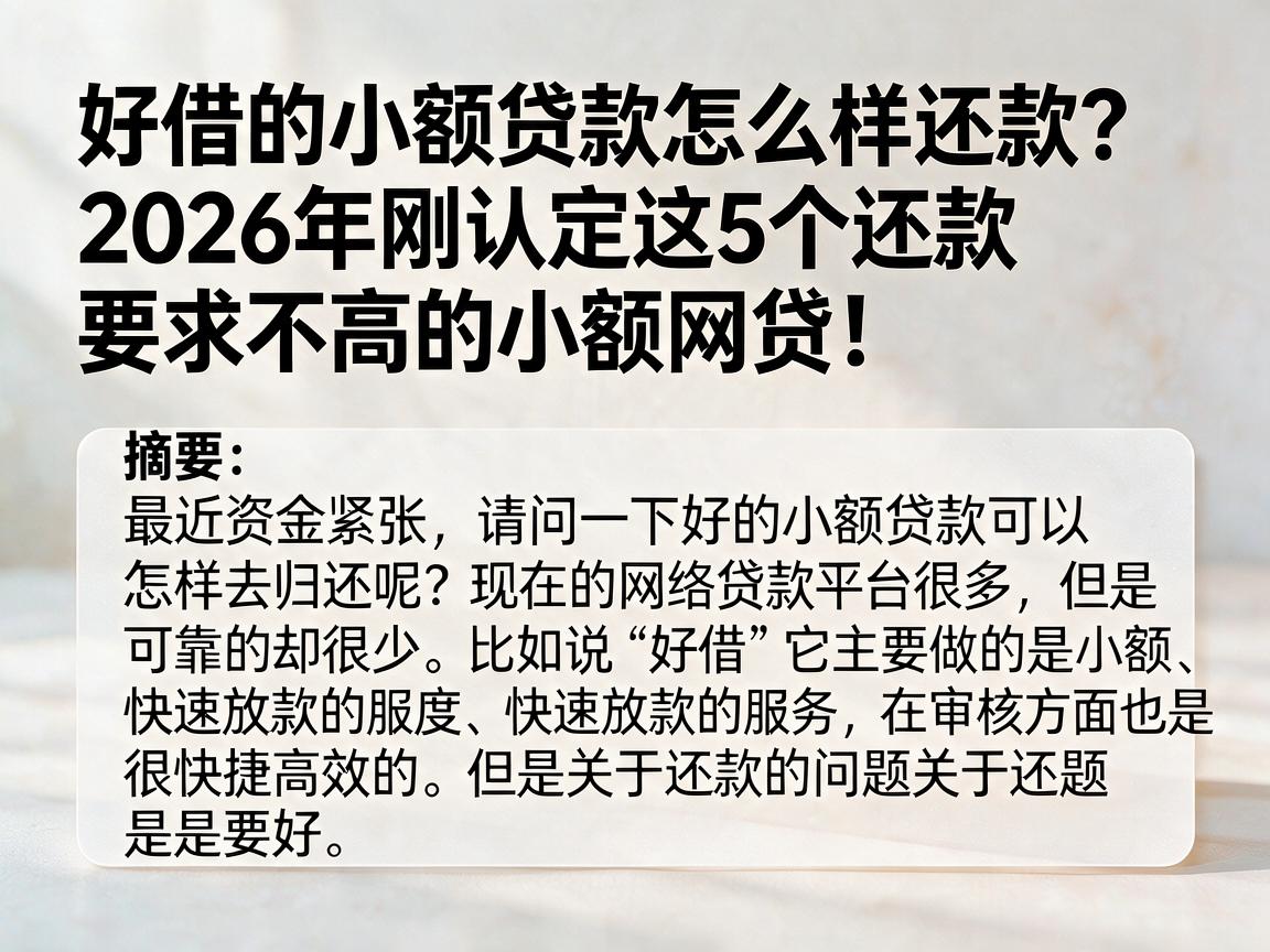 好借的小额贷款怎么样还款？2026年刚认定这5个还款要求不高的小额网贷！