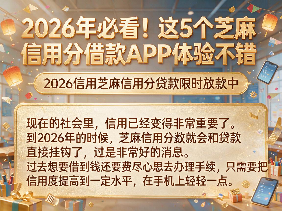 2026年必看!这5个芝麻信用分借款APP体验不错,2026信用芝麻信用分贷款限时放款中