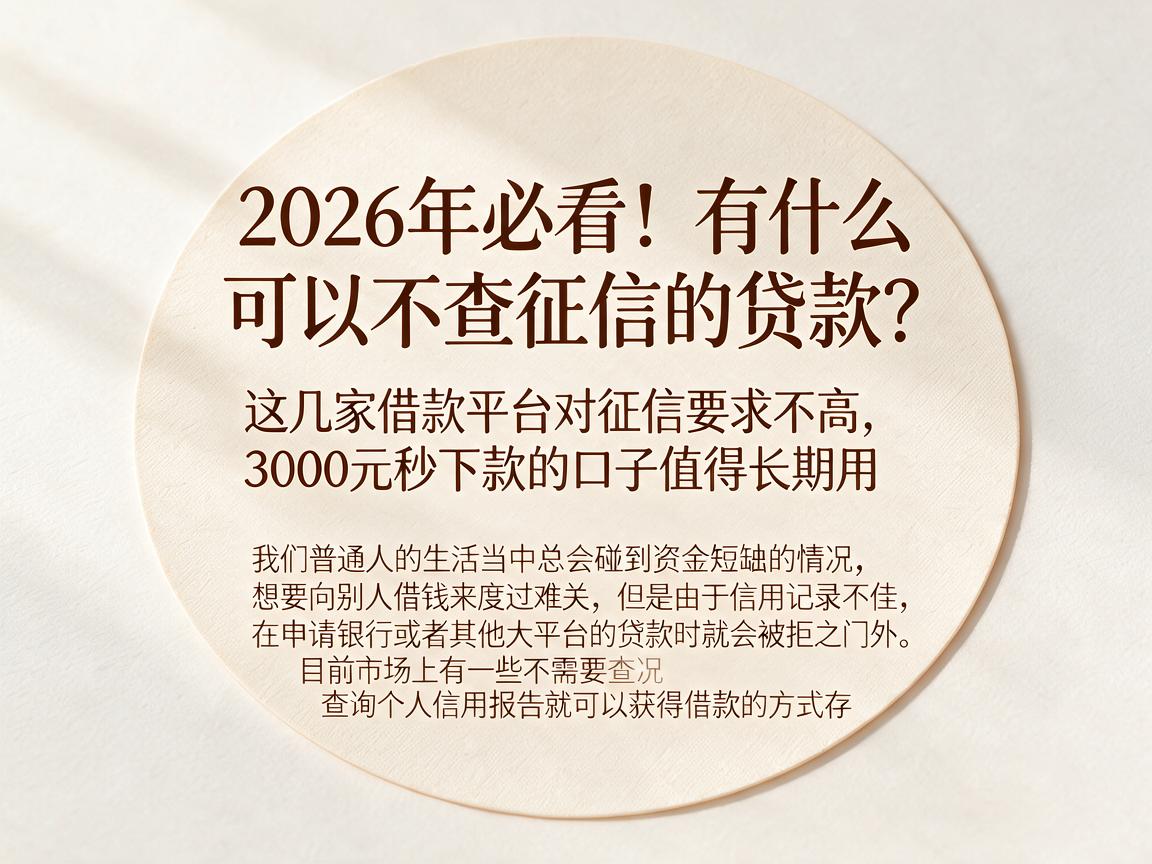 2026年必看!有什么可以不查征信的贷款?这几家借款平台对征信要求不高,3000元秒下款的口子值得长期用
