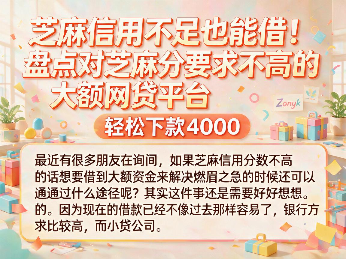 芝麻信用不足也能借!盘点对芝麻分要求不高的大额网贷平台,轻松下款4000