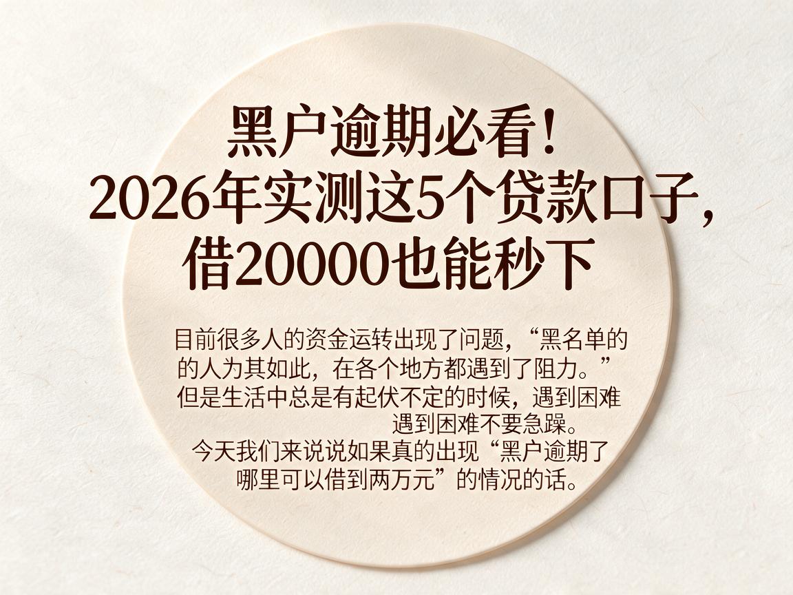 黑户逾期必看!2026年实测这5个贷款口子,借20000也能秒下