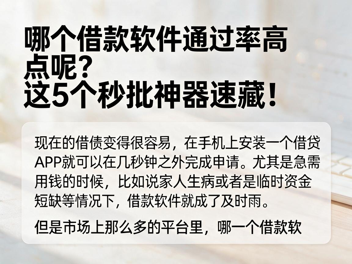 哪个借款软件通过率高点呢?这5个秒批神器速藏!