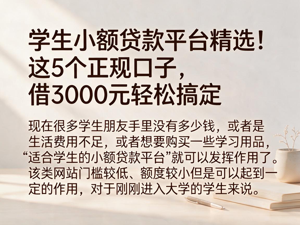学生小额贷款平台精选!这5个正规口子,借3000元轻松搞定