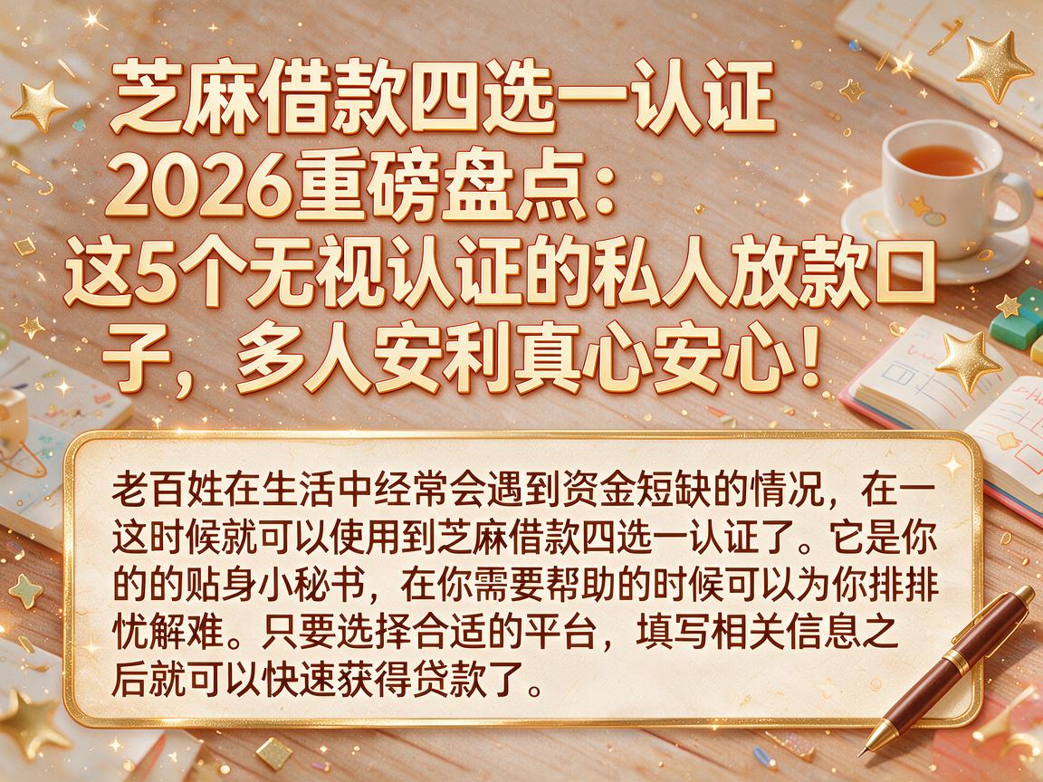 芝麻借款四选一认证2026重磅盘点:这5个无视认证的私人放款口子,多人安利真心安心!
