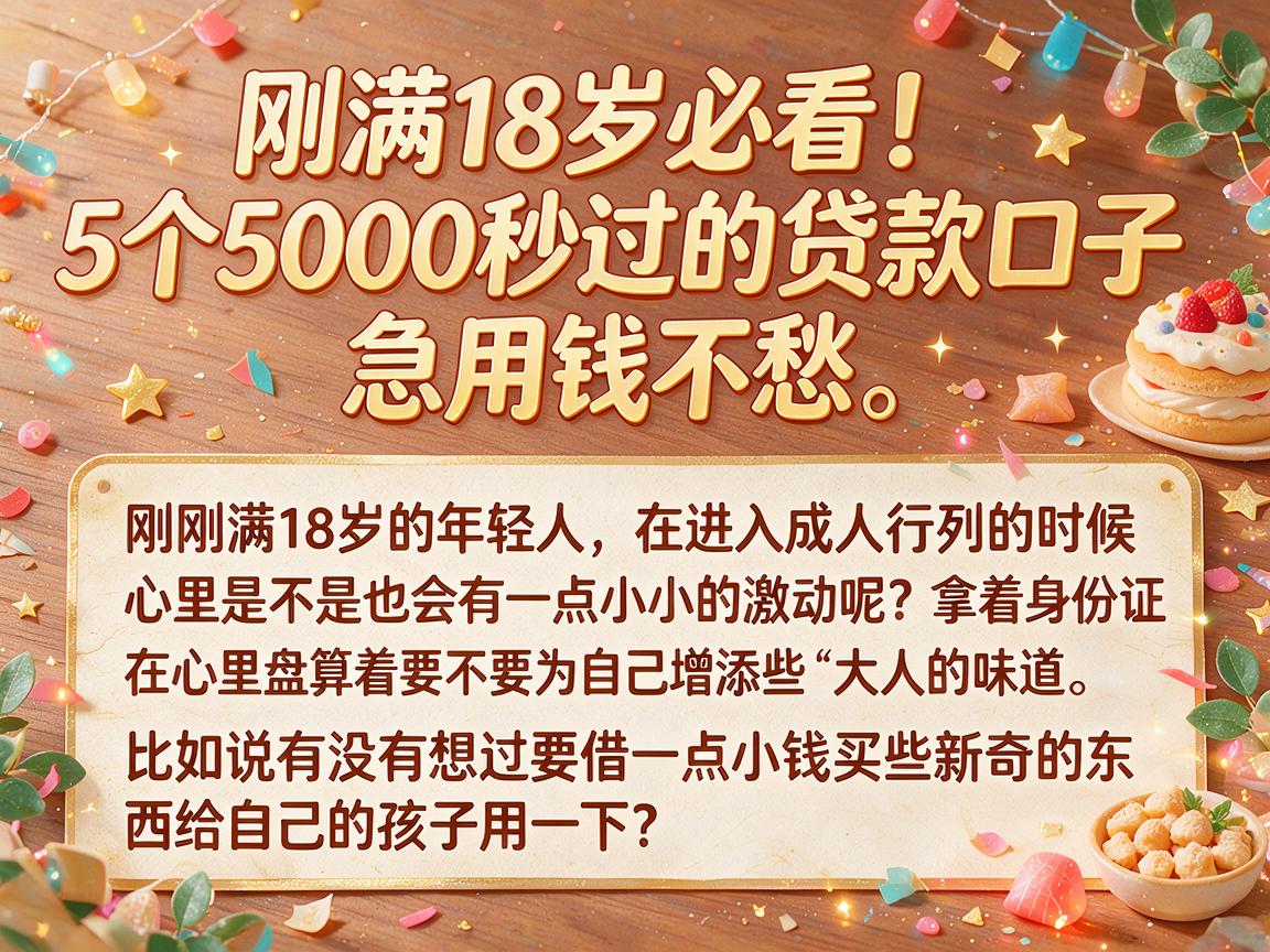 刚满18岁必看!5个5000秒过的贷款口子,急用钱不愁