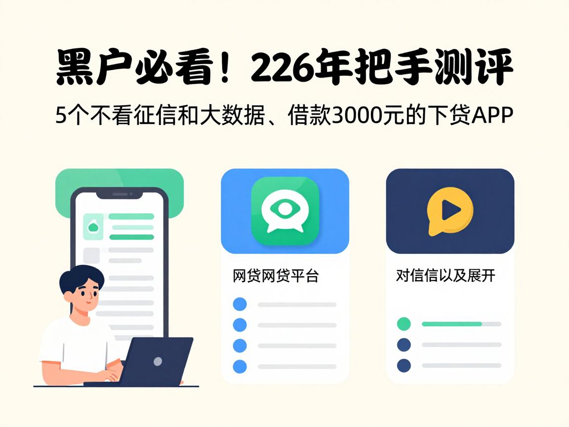黑户必看!2026年手把手测评:5个不看征信和大数据、借款3000元稳下的网贷APP