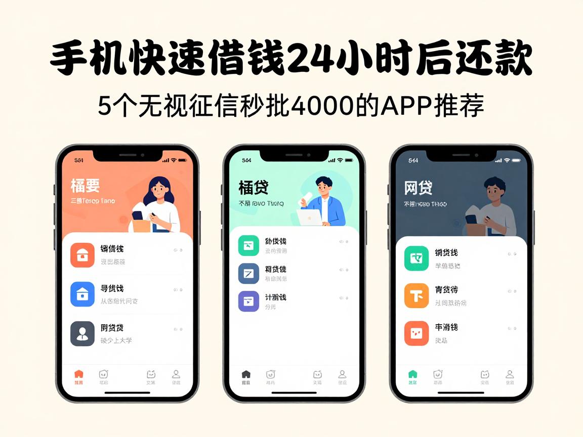 手机快速借钱24小时后还款!5个无视征信秒批4000的网贷APP推荐