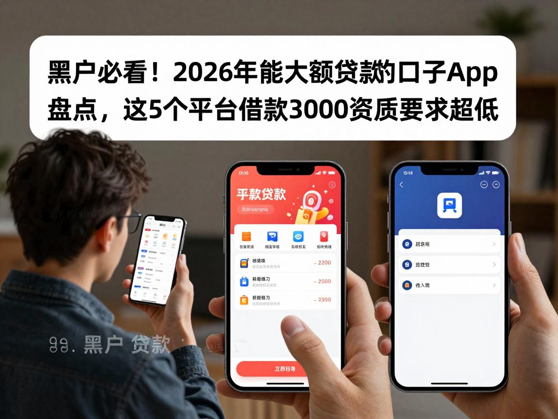 黑户必看!2026年能大额贷款的口子App盘点,这5个平台借款3000资质要求超低
