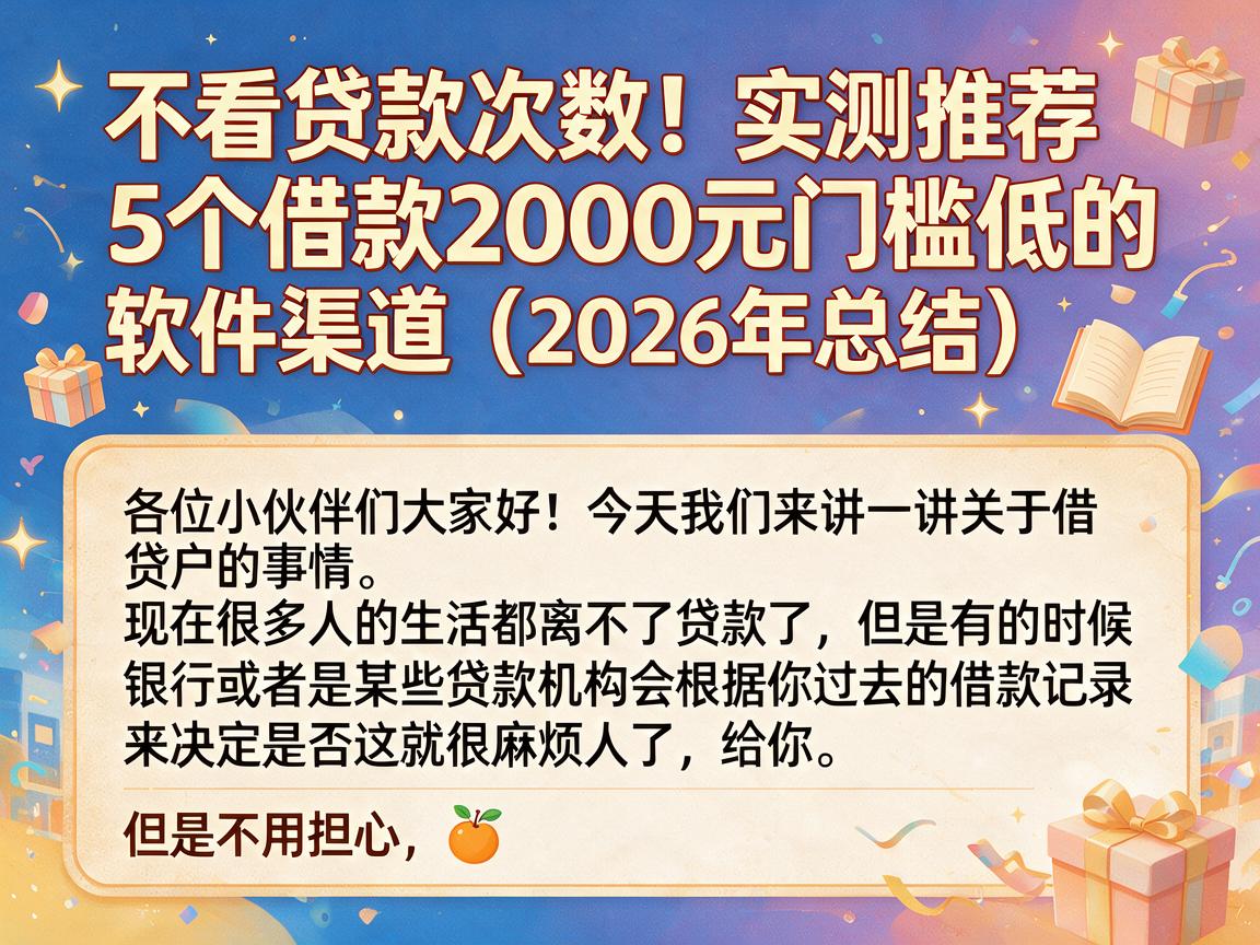 不看贷款次数!实测推荐5个借款2000元门槛低的软件渠道(2026年总结)