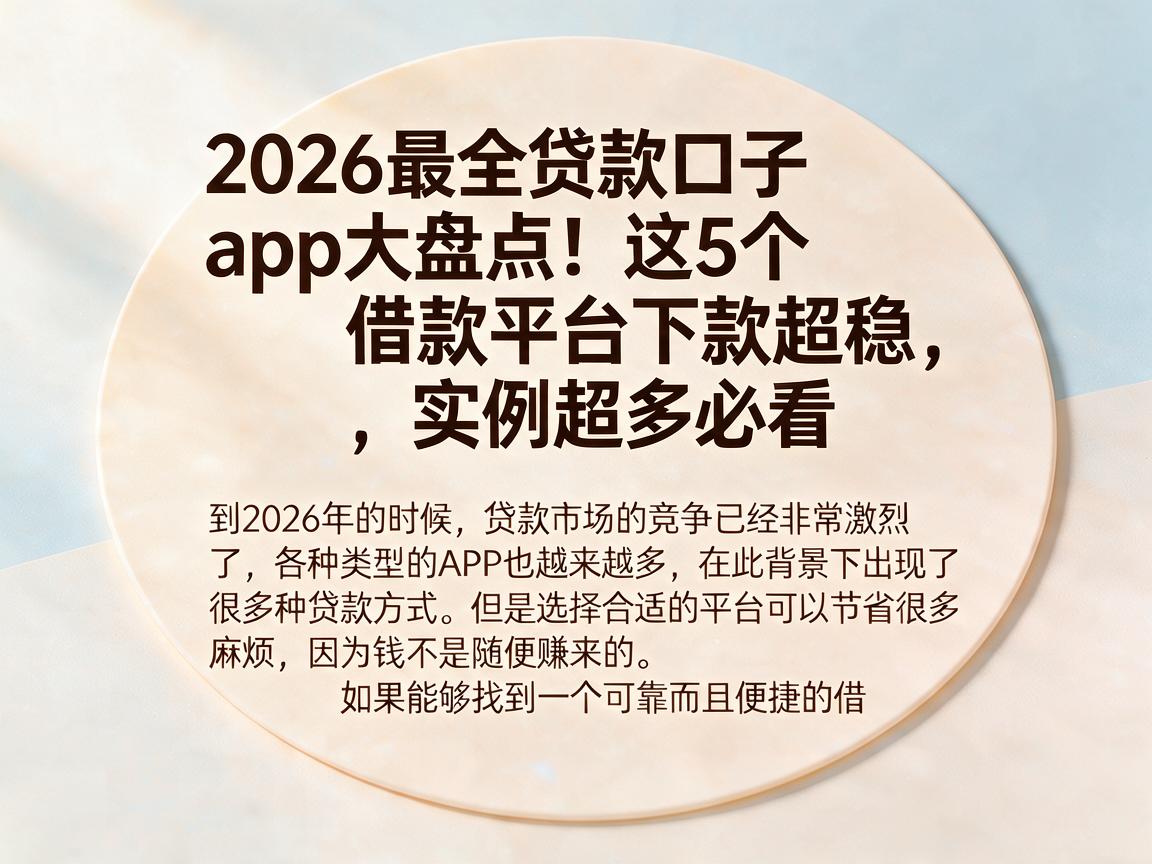2026最全贷款口子app大盘点!这5个借款平台下款超稳,实例超多必看
