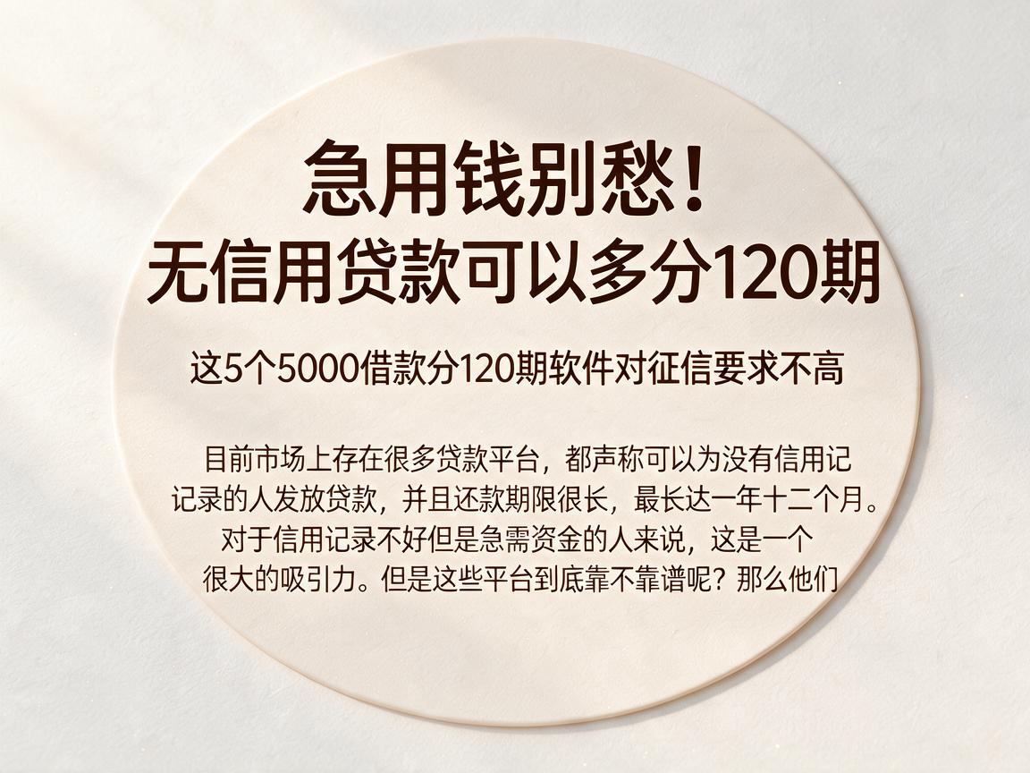 急用钱别愁!无信用贷款可以多分120期,这5个5000借款分120期软件对征信要求不高