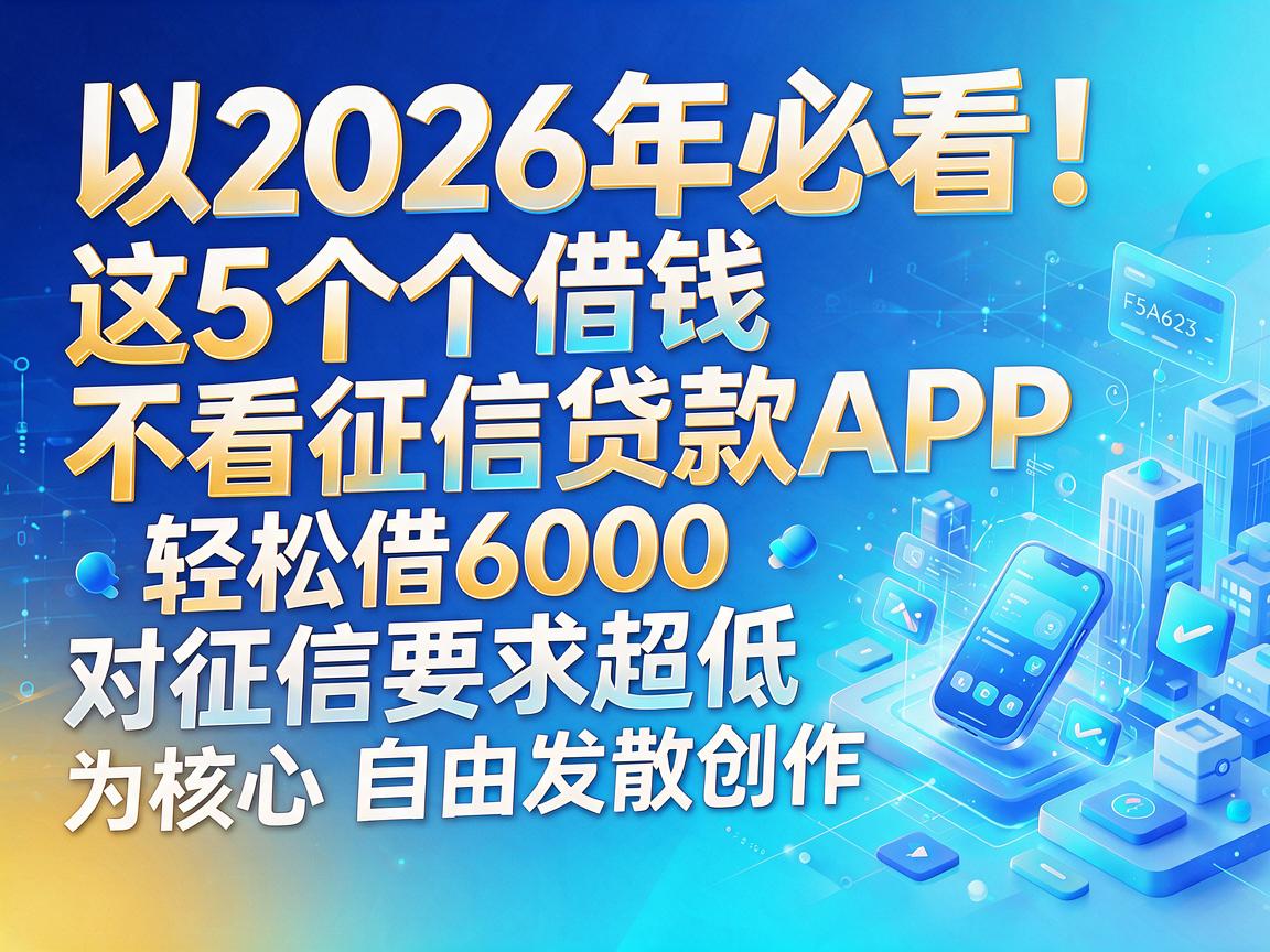 2026年必看！这5个借钱不看征信贷款APP，轻松借6000对征信要求超低