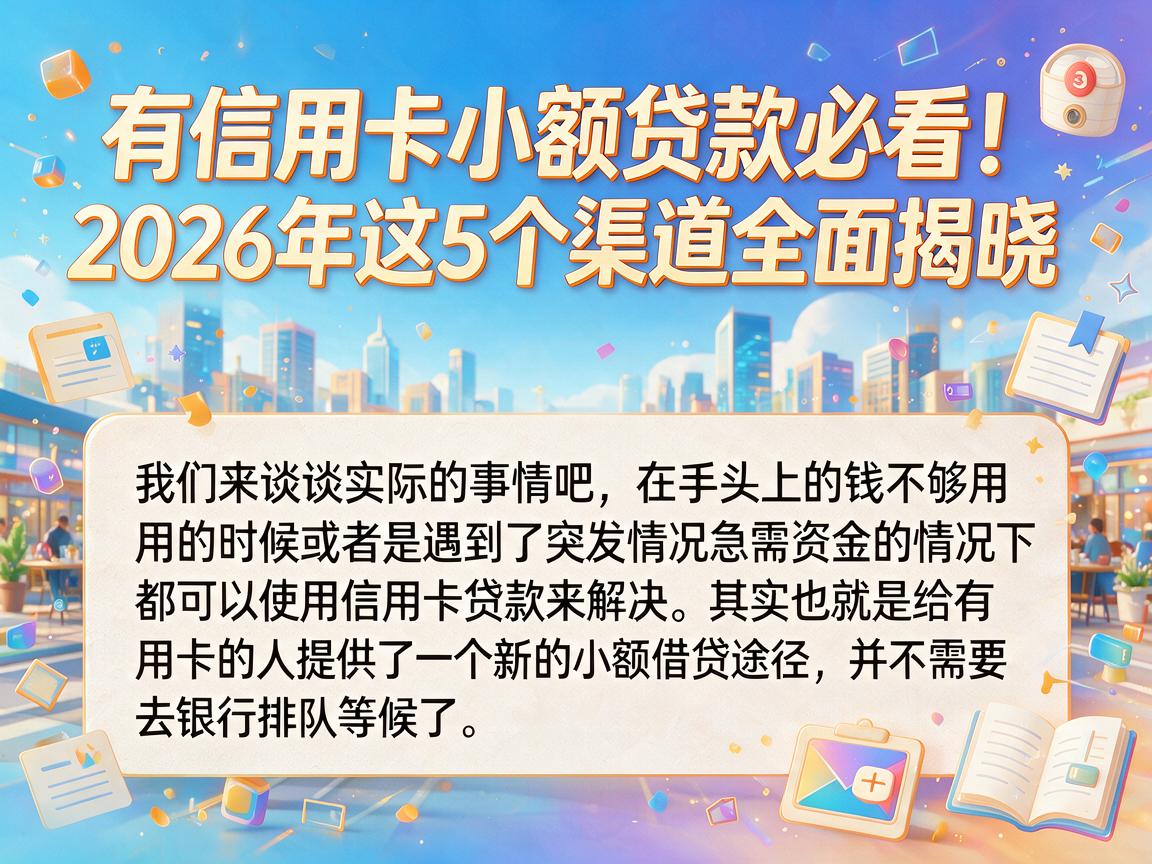 有信用卡小额贷款必看!2026年这5个渠道全面揭晓
