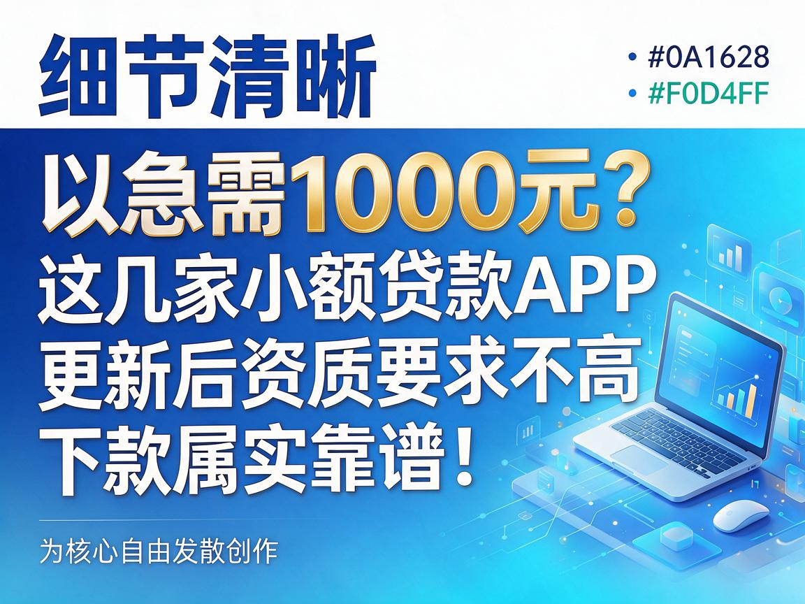 急需1000元?这几家小额贷款APP更新后资质要求不高,下款属实靠谱!