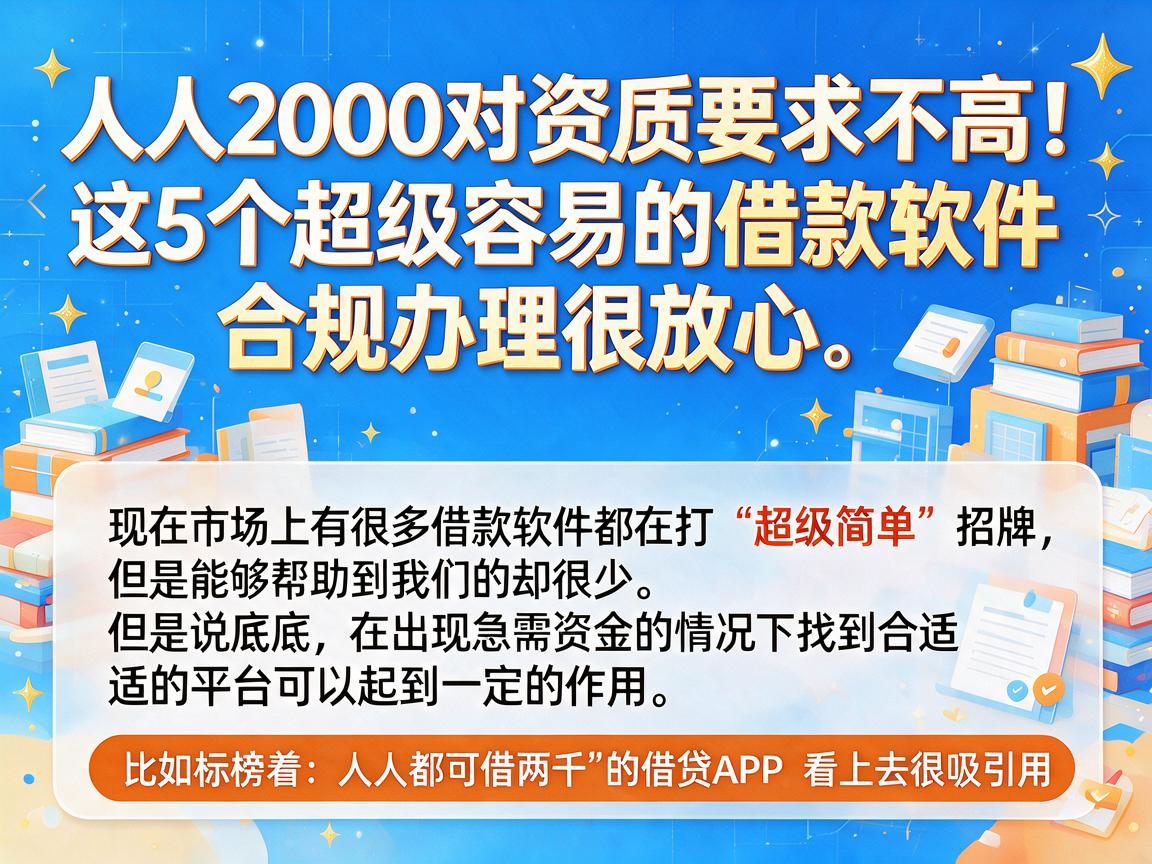 人人2000对资质要求不高！这5个超级容易的借款软件合规办理很放心