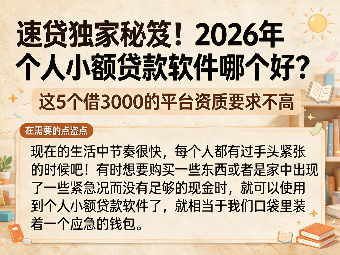 速贷独家秘笈!2026年个人小额贷款软件哪个好?这5个借3000的平台资质要求不高