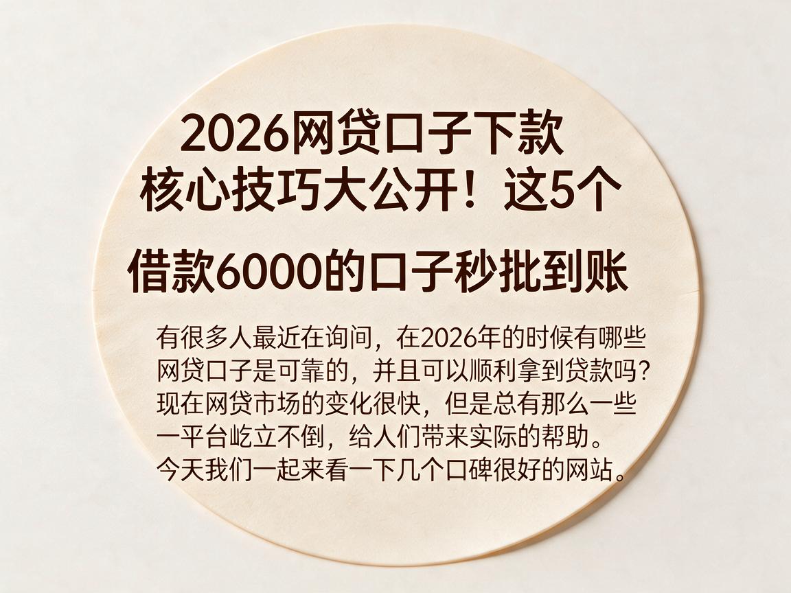 2026网贷口子下款核心技巧大公开!这5个2026借款6000的口子秒批到账
